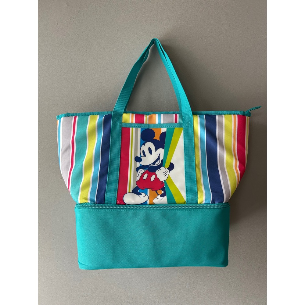 Disney‎ Mickey Mouse Striped Insulated Lunch Bag Cooler Tote